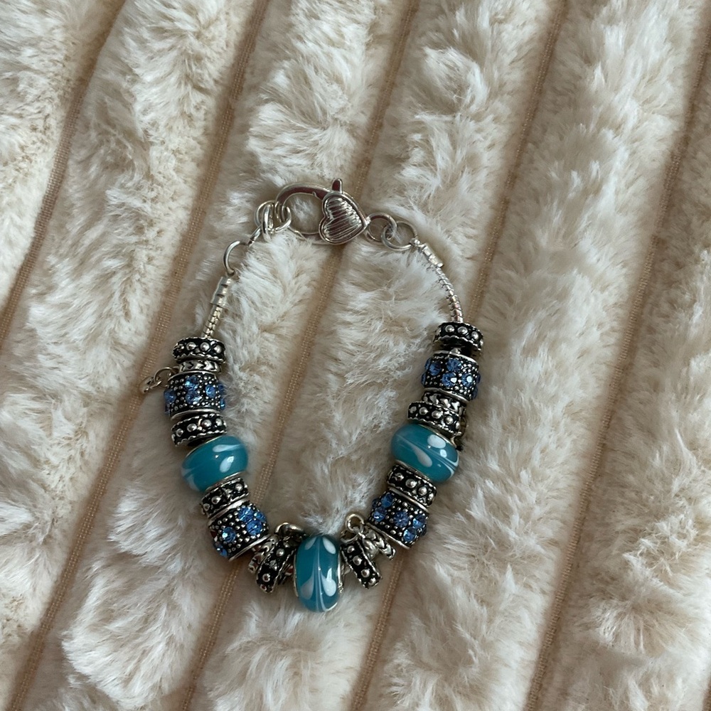 Elegant Blue and Silver Beaded Bracelet